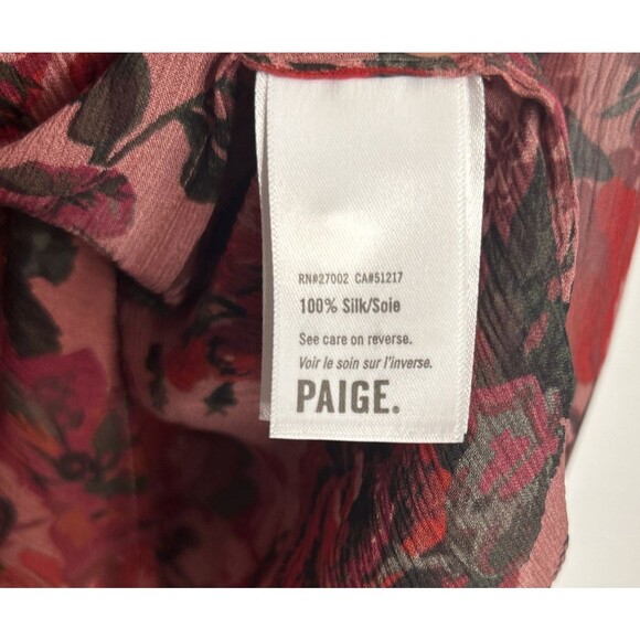 Paige Elynne Silk Blouse Womens Small Floral Tie Garden Party Wedding Guest Rose - Picture 5 of 6